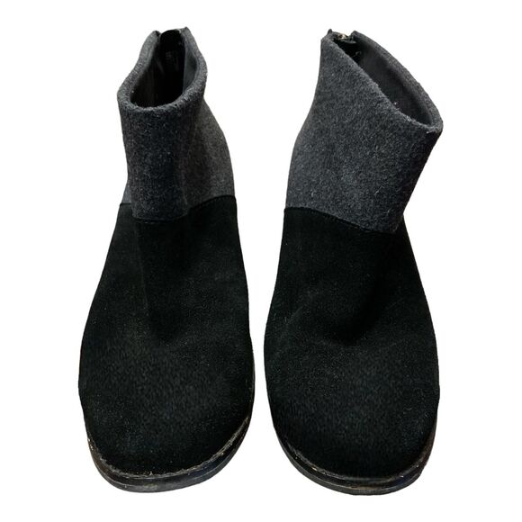 Toms Leila ankle booties black suede/gray wool block heels women’s size‎ 9.5 - Picture 3 of 7